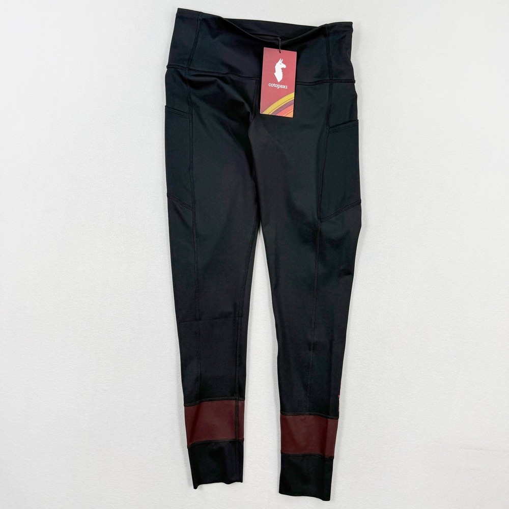 cotopaxi Black Leggings with Maroon Ankle Panels